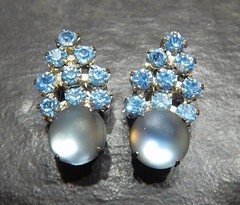 MCM Vintage Clip Earrings Jewelry Lot ~ Mid Century Rhinestone Glamour ~ 25 Pair