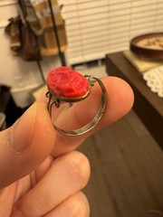 Vintage Sterling Silver Red Cameo Ring – Art Deco / Gothic Style (Size 6)