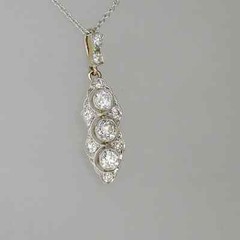 Art Deco Vintage Style Round Lab Created Diamond 14K White Gold Finish Pendant