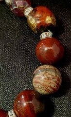 ESTATE Vintage Bracelet, Varied Jasper Beads, Pave’ Spacers, Copper & Gold Leaf