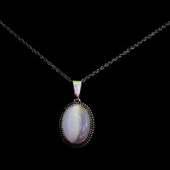 Moody Vintage White Cat’s Eye Moonstone Pendant Necklace—Milky Shimmer Effect