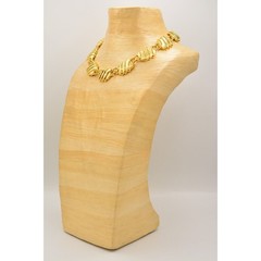 Vintage Statement Collar Necklace Polished Gold Linked Chain Chunky 1980s Bin1