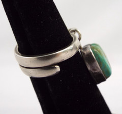Joan Slifka Designs STERLING SILVER Turquoise Dangle Heart Ring Size 5.5 6g