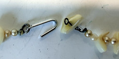 Vintage Japan 1970-80s MOP teardrop bib necklace costume pearls sliver clasp