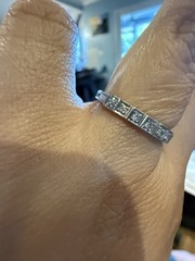 art Deco 7 Stone Single Cut diamond 14k band wedding estate antique ring