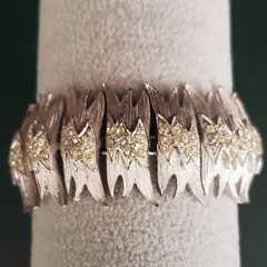 Vintage Signed Francois For Corocraft Silver Tone Retro Bracelet Rhinestones MCM