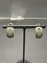 Vintage Sterling Silver Half Hoop Heart Earrings 6 Grams G22