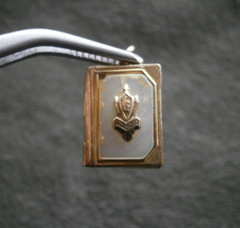 High School Book Opening Goldtone MOP Locket Pendant Charm 2.0g ~ Engraved MJG