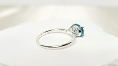 Sterling Silver Ring W Large Oval-cut Aquamarine Crystal & CZ Accents – Sz 8.75