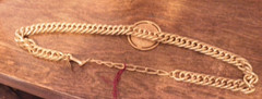 Vintage Miriam Haskell Necklace Gold Tone Chain with Medallion Choker 17″ Long