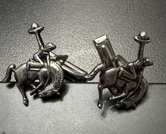 Vintage Western Horse Rider Shaped Silver Tone Cufflinks Fashion Bullet Back