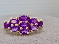 VINTAGE MINED ROUND FACETED AMETHYST CLUSTER RING SIZE 7 STERLING RING