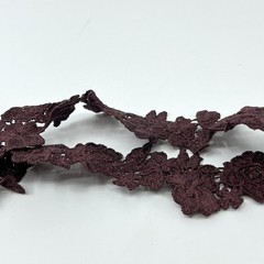 Vintage Retro Dark Burgundy Lace Rose Floral Choker Necklace Gold Tone Jewelry