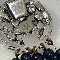 Vintage HOBÉ Multi Strand Bracelet Sapphire Blue & Crystal Bead Rhinestone Clasp