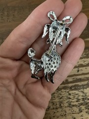 VINTAGE GREEN EYED POODLE BROOCH