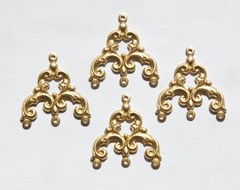 4 Loop Raw Brass Scrolled Chandelier Pendant Findings mtl084