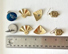 Vintage Geometric Earrings Lot 4 Pairs 80s Geometric Art Deco Style As Is