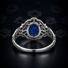 Ethiopian Blue Opal Ring – Vintage Sterling Silver Art Deco Statement Jewelry