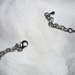 Statement Silver Tone Collar Necklace Oval Link Asymmetrical Pendant