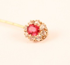 14K Gold Stick Pin with .44 Carat Almandine Garnet Stone