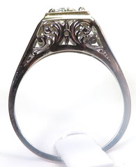 Antique Art Deco European Diamond 18KW/Y Engagement Ring Size 7.25 UK-O EGL USA