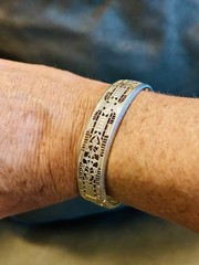 Cheever Tweedy Co Marked Hinged Bangle Bracelet Art Deco 1940-1949 Silver Gold