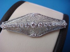 ANTIQUE ART-DECO DIAMOND FILIGREE BROOCH-PENDANT CIRCA 1920S 45MM OR 1.7 INCH