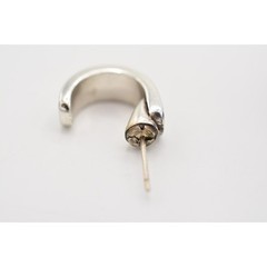 Vintage Demi Hoops Earrings Dangle Drop Etched Design Silver Tone 1990s BinH