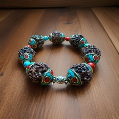 Vintage 2 Capped Rudraksha Beads Stretchable Yoga Bracelets Inlay With Stones🧘