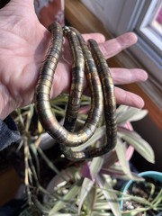 Vtg Mixed Metal Silver Gold Copper Tone Flex Bendable Snake Coil Necklace 21”