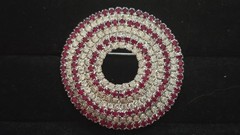Vintage Kramer Layered Clear And Red Rhinestone Round Brooch