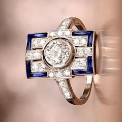 Art Deco Style Lab Created Diamond Cocktail Wedding 14K White Gold Finish Ring