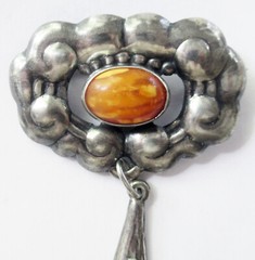 2 7/8 INCH 1910 SKONVIRKE JENSEN & AKERLUND DENMARK 830 STERLING SILVER BROOCH