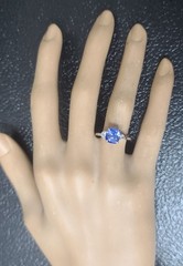 Vintage 14k White Gold Engagement Ring 2.70ct.Natural Blue Sapphire Cushion GIA