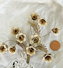 Large Vintage Gold & White Flower Brooch Pin – Perfect to Add to a Bouquet