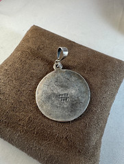 Vintage 950 Silver and black 3 Elephant Round Pendant Marked TV-102