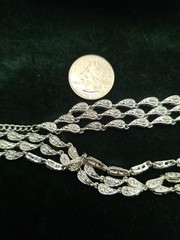 Vtg Napier 3 strand Paisley shaped & Rhinestone Link Wedding 18″ Choker Necklace