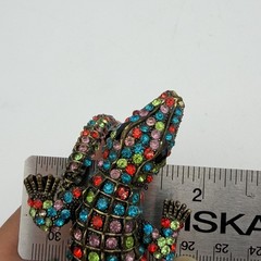 Vntg Alligator Clamper Bracelet Multicolor Rhinestone Estate Statement