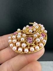 Vintage Brooch Lot Maple Leaf Dancer Figure Enamel Rhinestone Faux Pearl READ