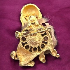 JJ Jonette Brooch Pin Dog Fur Mink Figural Googly Eyes Vintage Signed