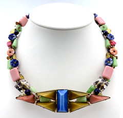 UNIQUE MIXED MEDIA ARTISAN STATEMENT NECKLACE