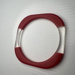 Vintage 70s 80s Round Square Lucite Resin Acrylic Bangle Bracelet Clear Red Mcm