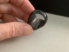 Vintage carved natural black coral skull Gothic mens womens ring size 7.5-7.75