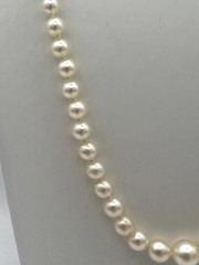 Vtg 18-1/4” Japanese Graduated Cultured Akoya Pearl Necklace 7.2-3.7mm 10k Clasp