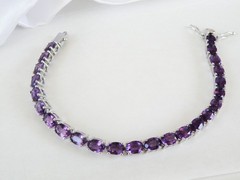 Vintage Sterling Silver 925 Heated African Amethyst Tennis Bracelet 7.5″
