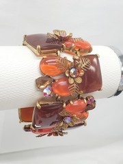Selro Selini 1970s Orange Jelly Jewel AB Bracelet & Earrings Set Signed!
