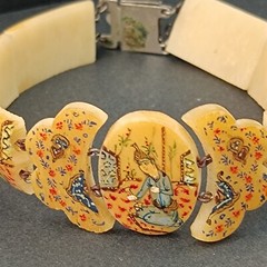 Persian Storyteller Bracelet Hand Painted Panels People Birds Unique Design Rare