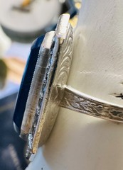 Antique/Vintage Sterling Silver Lapis Lazuli And Marcasite Ring. Art Deco