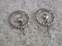 Silvertone Rhinestone Ring Pierced Earrings (F6)