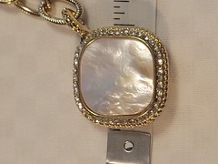 Vtg Goldette Lariat Gold-Tone Necklace w Mother-of-Pearl Pendant